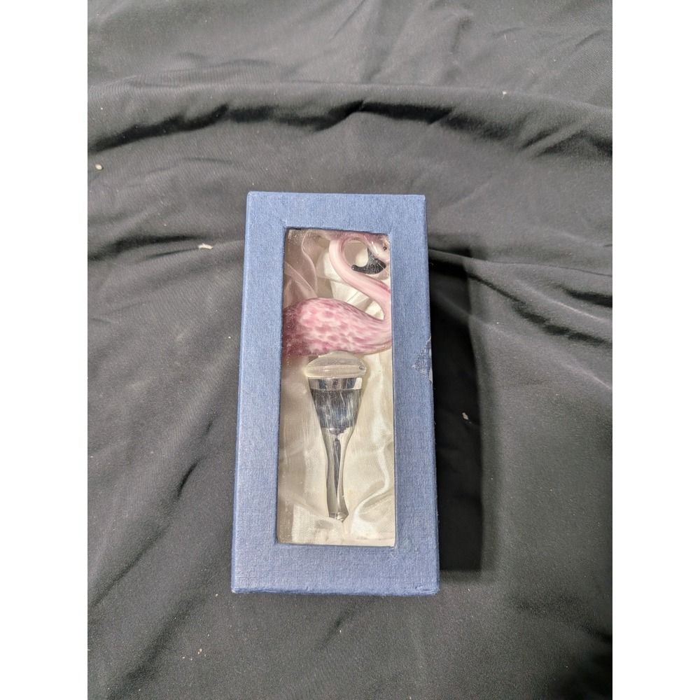 Art Glass Pink Flamingo Wine Bottle Stopper with Original‎ Gift Box